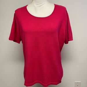 Talbots Pink Relaxed Fit Short Sleeve sweater size L